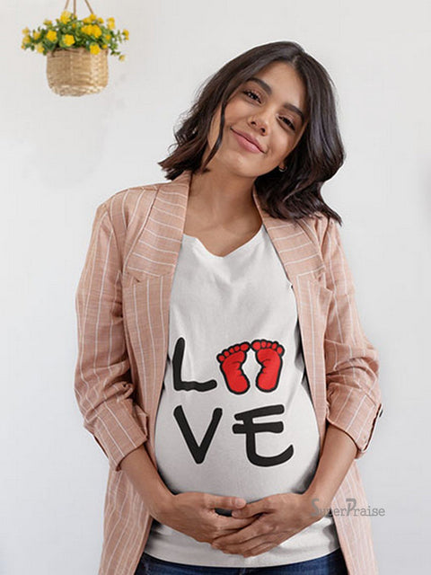 Love Baby Foot Maternity T Shirt