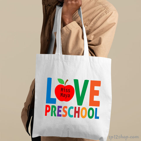 Cute Teacher Appreciation Canvas Custom Thank You Gift Shoppig Tote Bag