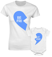 Best Friend Mummy Son Mother Family Cute Heart Blue Text T shirt