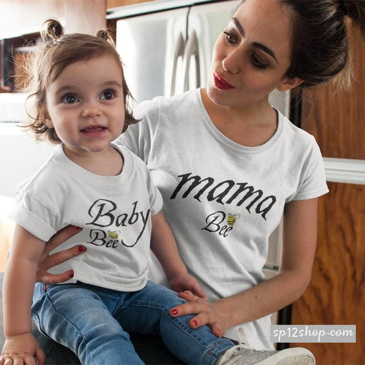 Mama Bee & Baby Bee Cute Mum Son Mother Daughter Matching T shirts