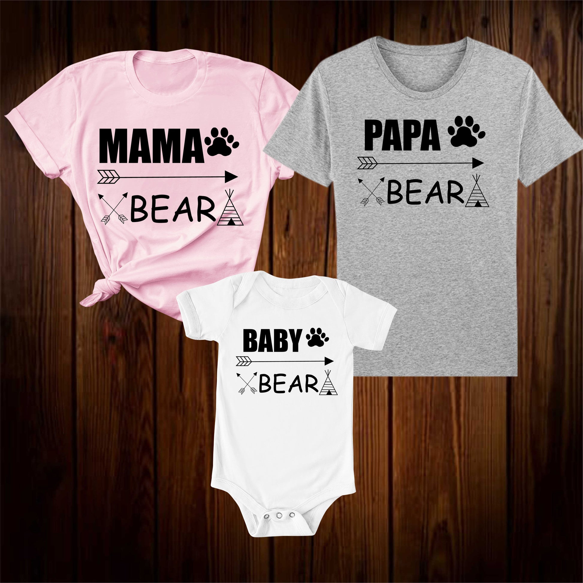 Mama Papa And Baby Bear Family Matching T Shirt