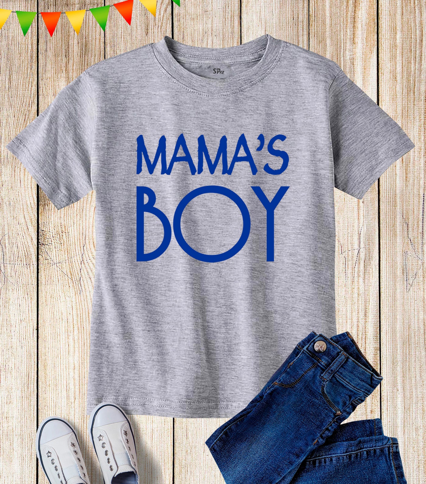 Kids Mama's Boy Mummy Mothers Son Slogan T Shirt