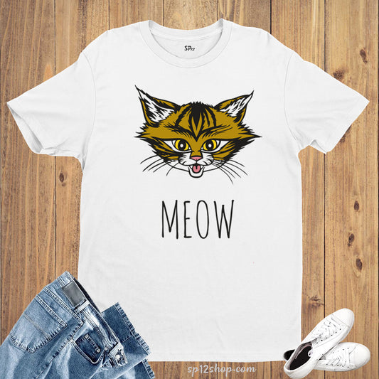 Meow Cat Face Animal T Shirt