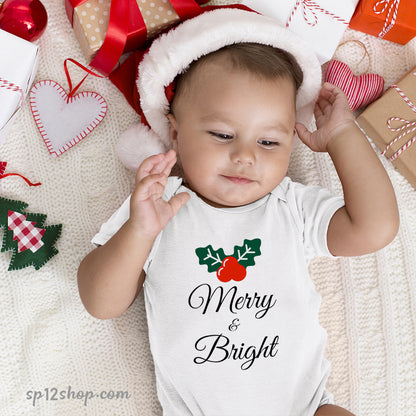Merry & Bright Christmas Baby Bodysuit