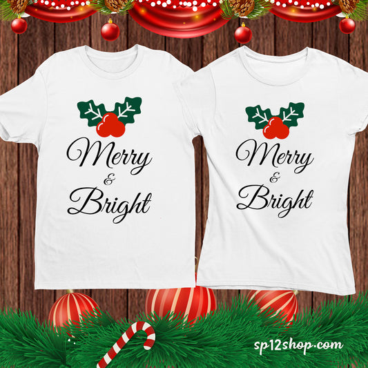 Merry & Bright Christmas Family Tee T-shirt