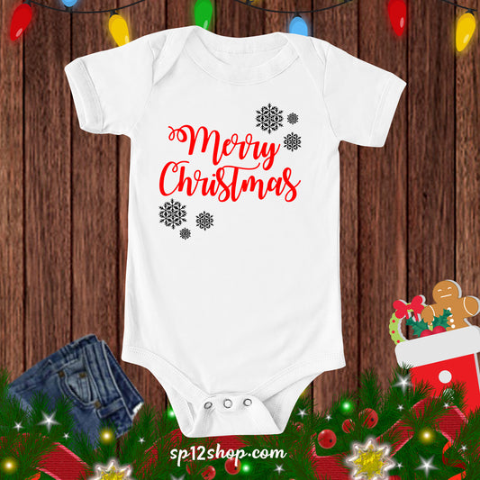 Merry Christmas Bodysuit Funny Friends Family Baby Gift