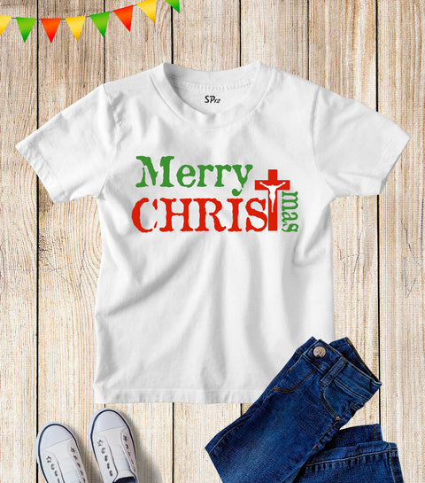 Kids Merry Christmas Jesus Christ Xmas T Shirt