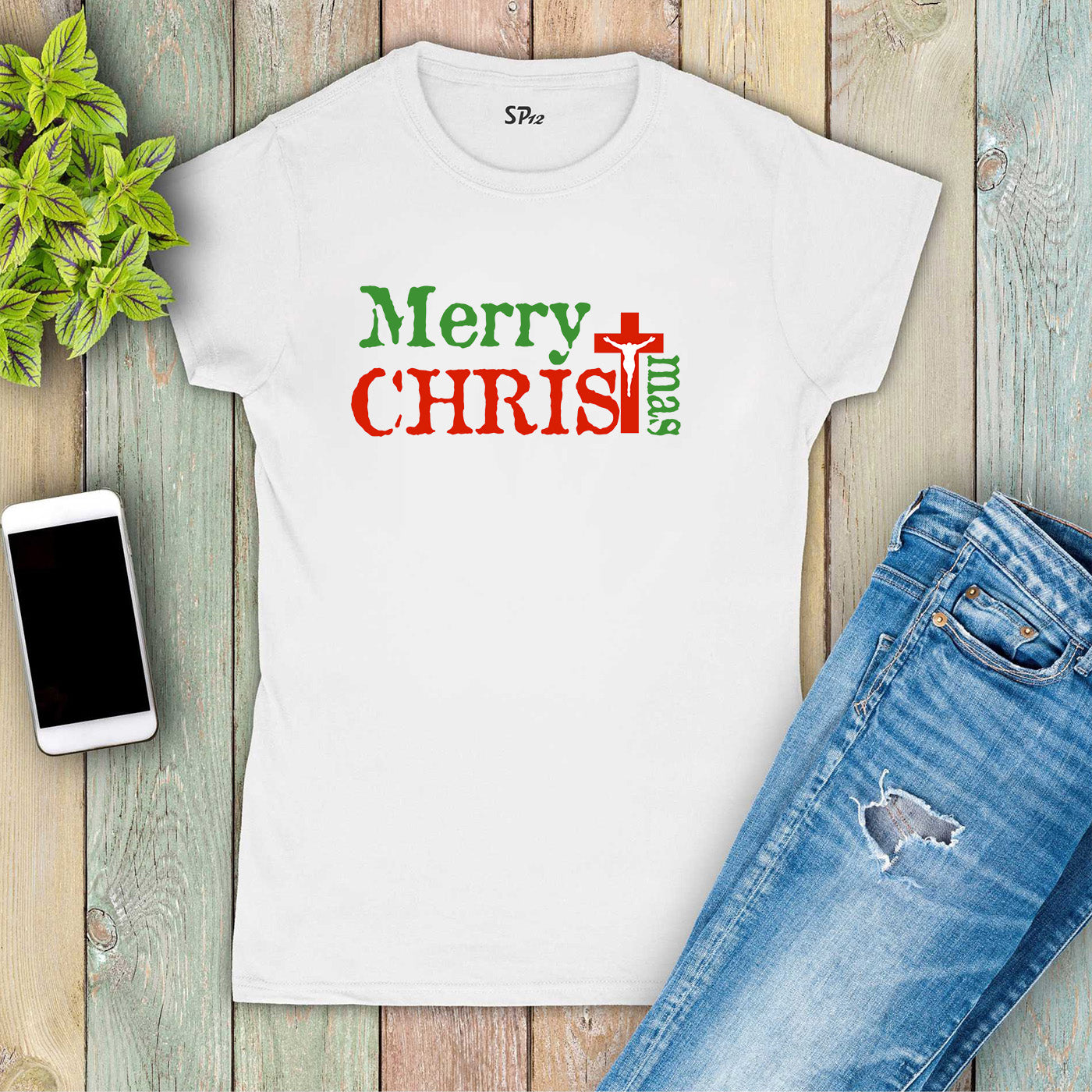 Merry Christmas Cross Women T Shirt