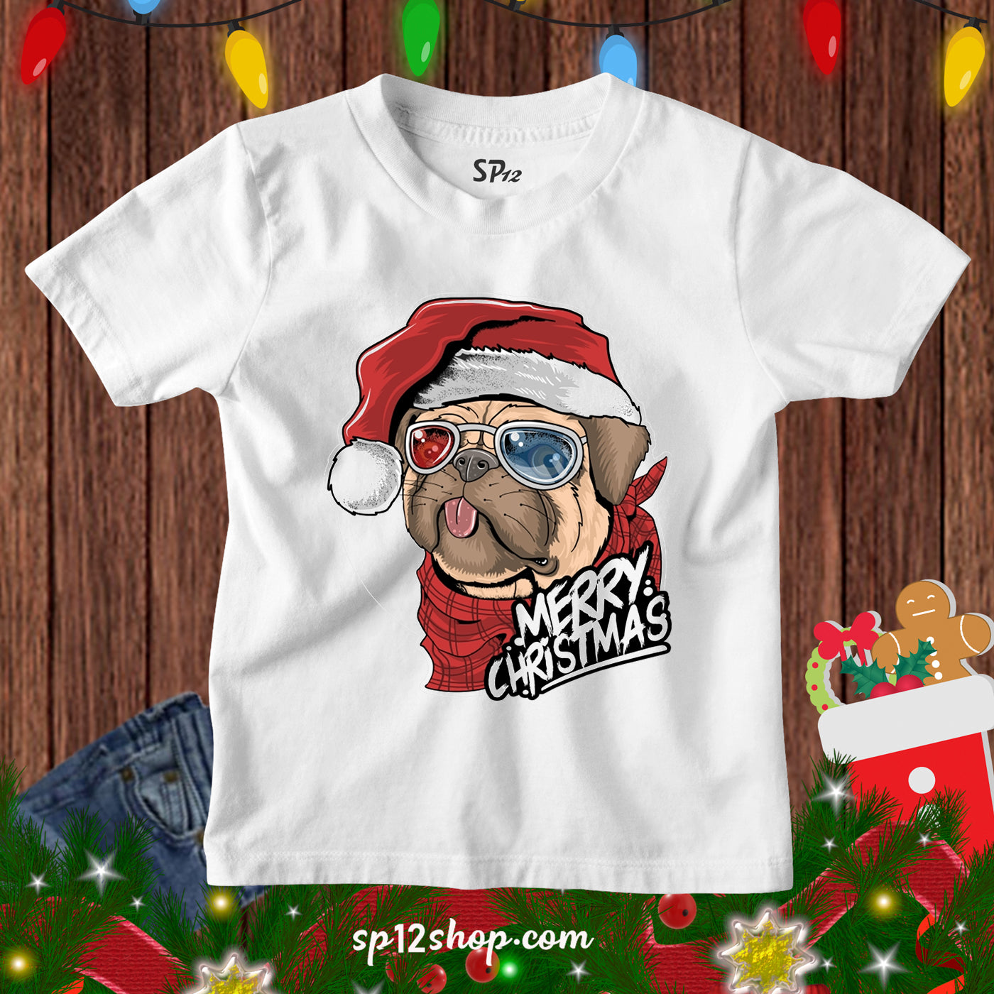 Merry Christmas Dog Lover friends Kids Gift Tee T-shirt