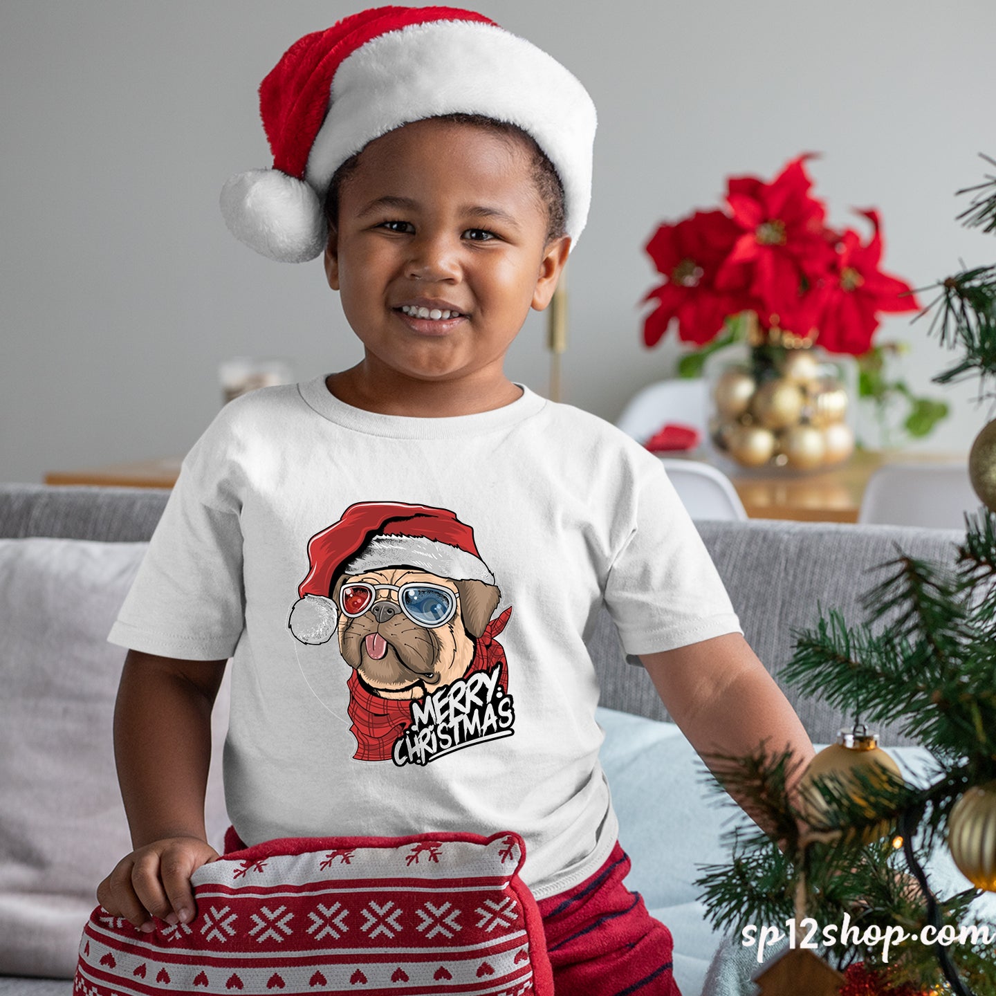 Merry Christmas Dog Lover friends Kids Gift Tee T-shirt