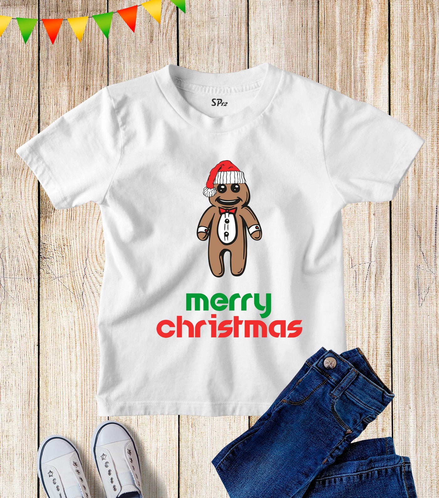 Merry Christmas Gingerbread Man Kids T Shirt