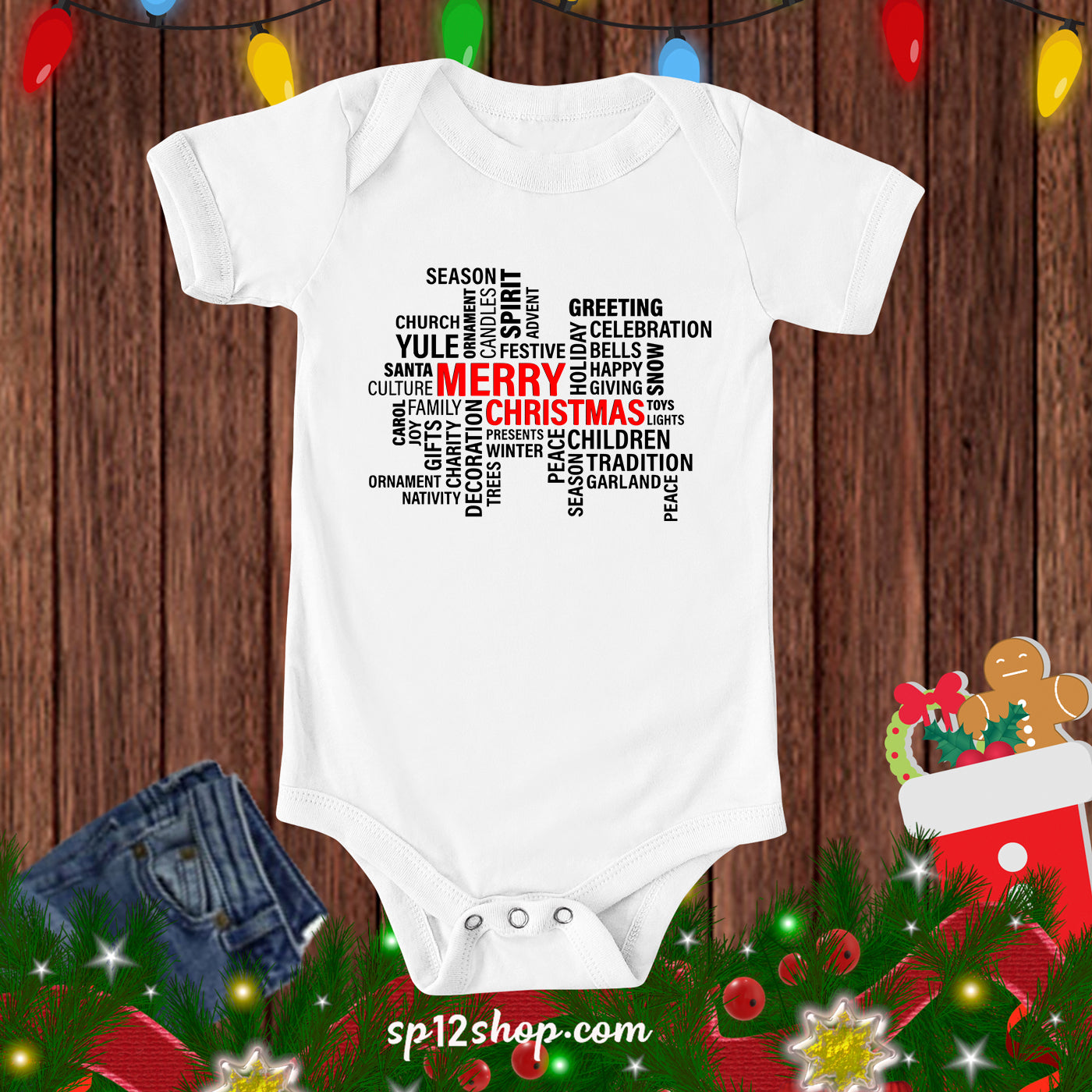 Merry Christmas Holiday Charity Peace Baby Bodysuit tshirt