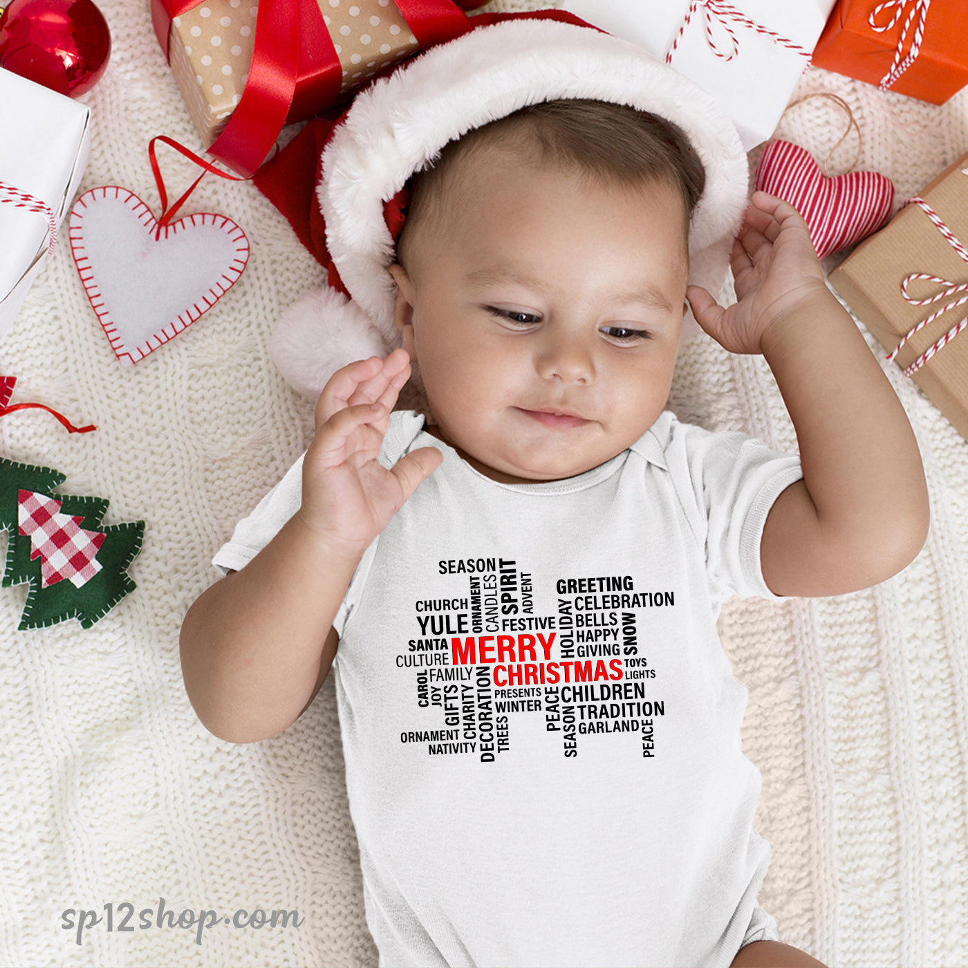 Merry Christmas Holiday Charity Peace Baby Bodysuit tshirt