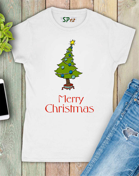Merry Christmas Star Seasonal Greetings Women T Shirt