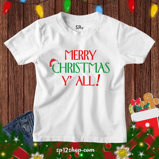 Merry Christmas Y' All Family Funny Kids T shirt tee