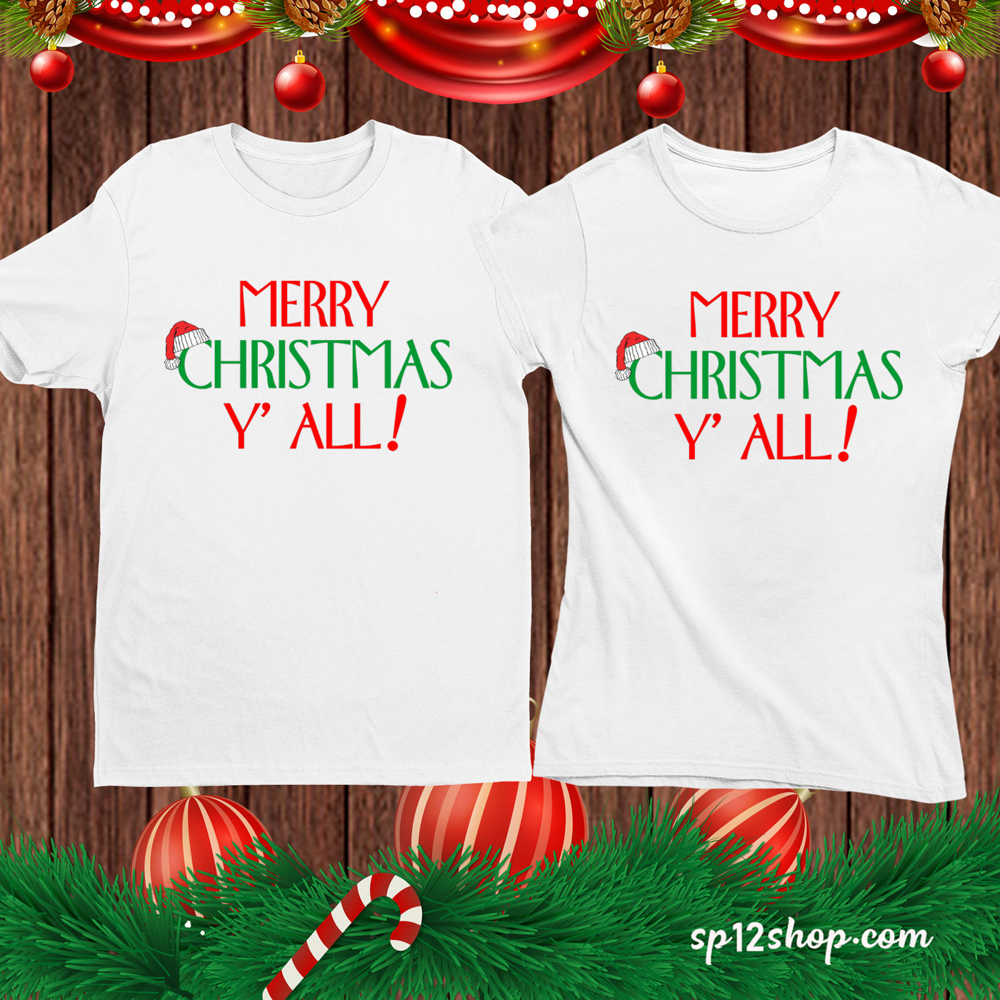 Merry Christmas Y' All Family Funny T shirt tee