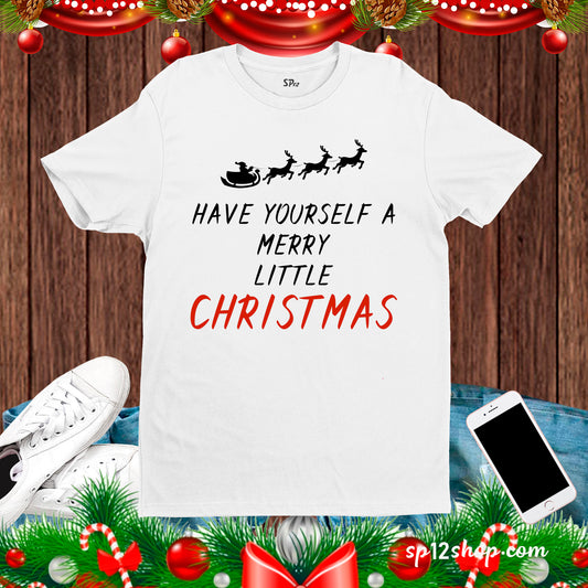 Merry Little Christmas Santa Friends Gift t-shirt tee