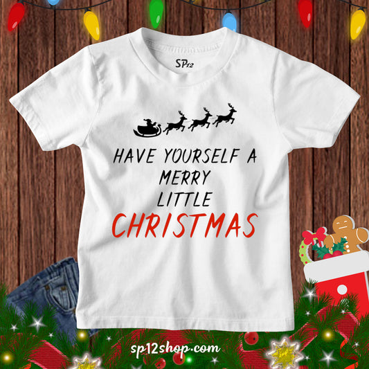 Merry Little christmas Santa Friends Kids Gift t-shirt tee