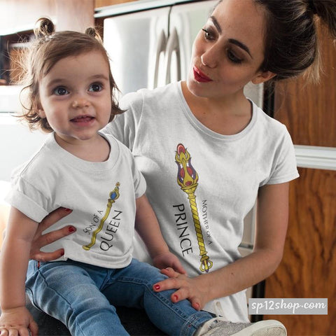  Mother Of A Prince Son Of A Queen Scepter Royal Son Family Matching T shirts