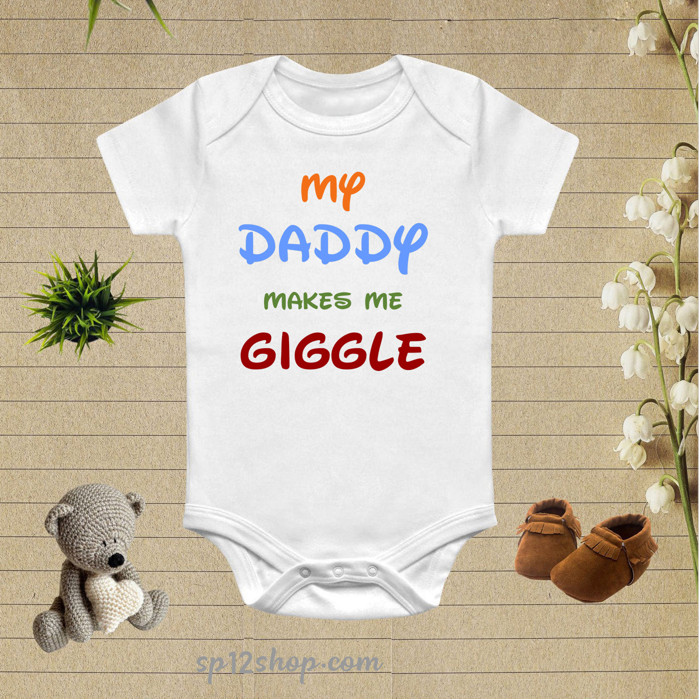 MP Daddy Makes Me Giggle Baby Bodysuit Onesie