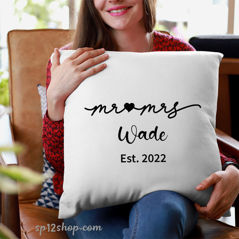 Mr & Mrs Personalised Bride Anniversary Cushion Cover