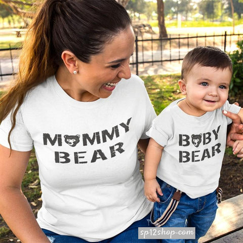 Mummy Bear Baby Bear Mum Son Daughter Mothers Day Family Matching T shirt