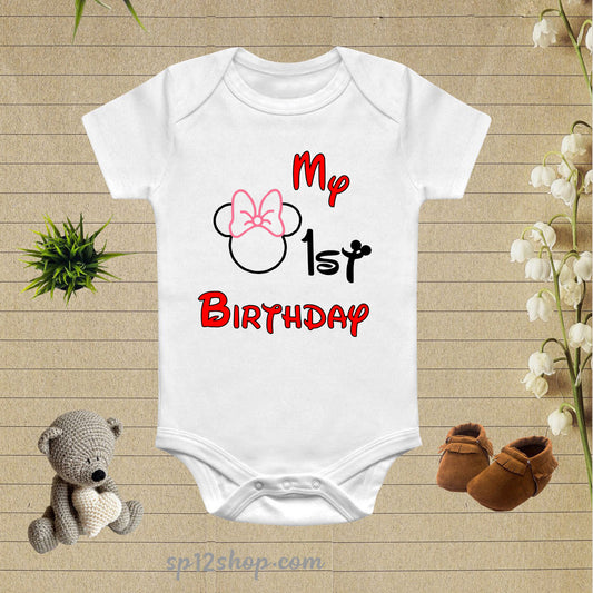 My 1st Birthday Mouse Baby Bodysuit Onesie