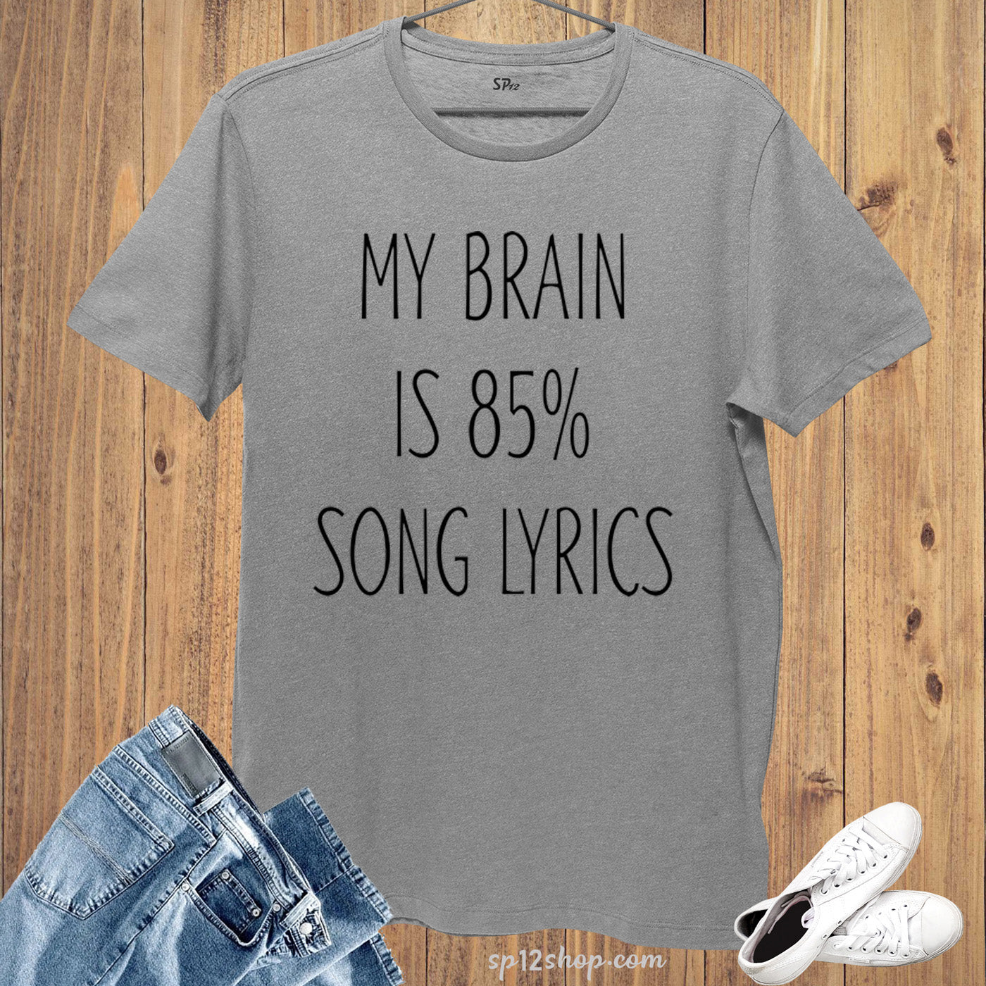My Brain is 85% song Lyrics Music Party Slogan T shirt