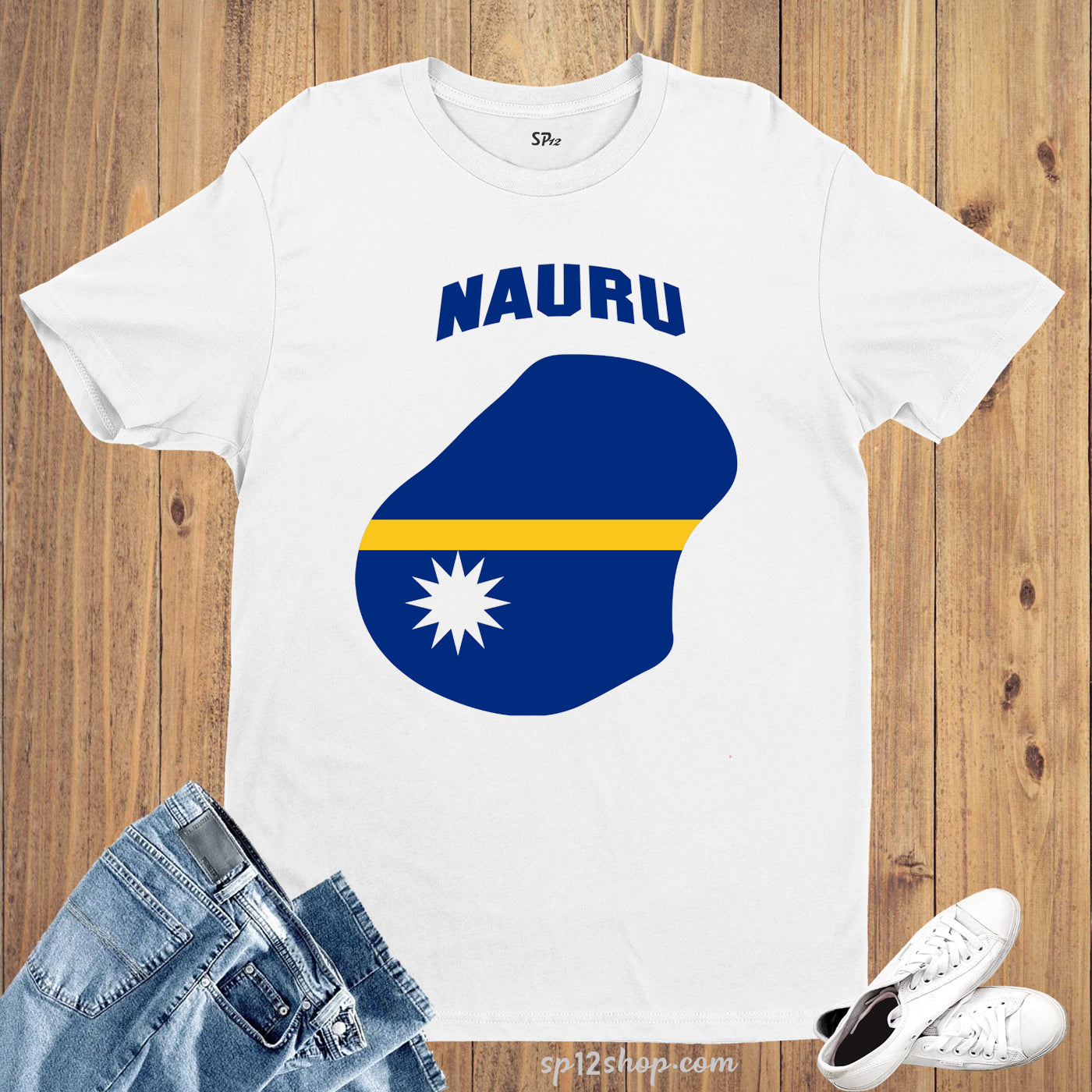 Nauru Flag T Shirt Olympics FIFA World Cup Country Flag Tee Shirt