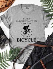 Never Underestimate An Old Man With A Bicycle T Shirt