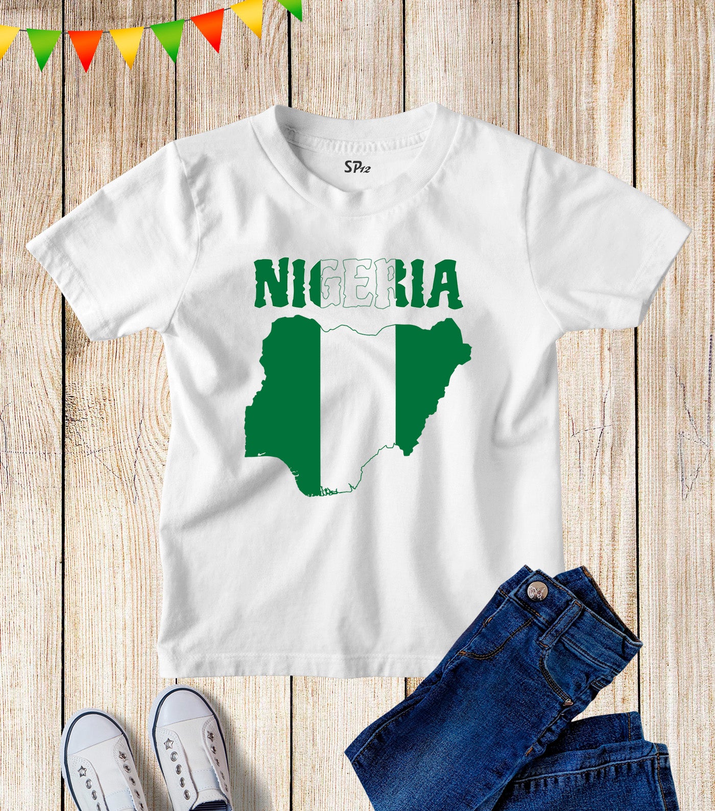 Kids Nigeria Flag Football FIFA World Cup T Shirt