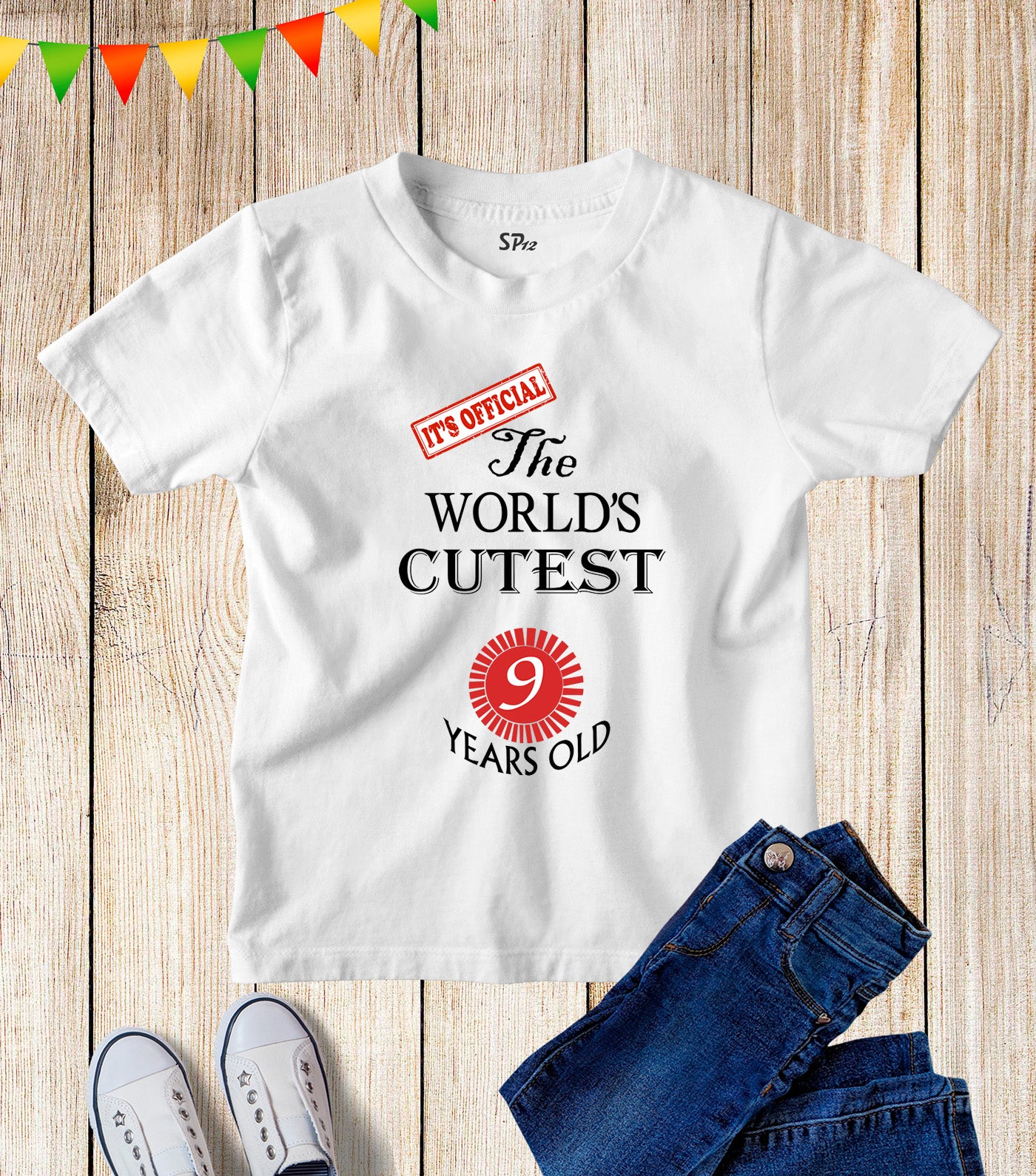 Kids World Cutest 9 Years Old Ninth Birthday T Shirt Official