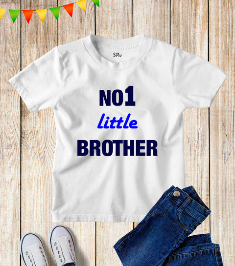 Kids No 1 Little Brother Family Slogan T Shirt