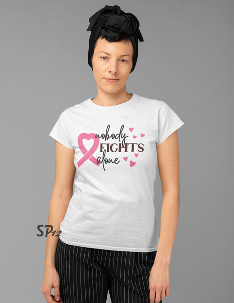 Nobody fights Alone Breast Cancer T Shirt