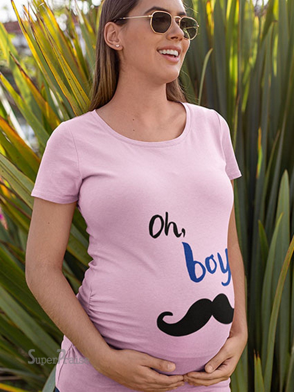 Oh Boy Moustache Maternity T Shirt