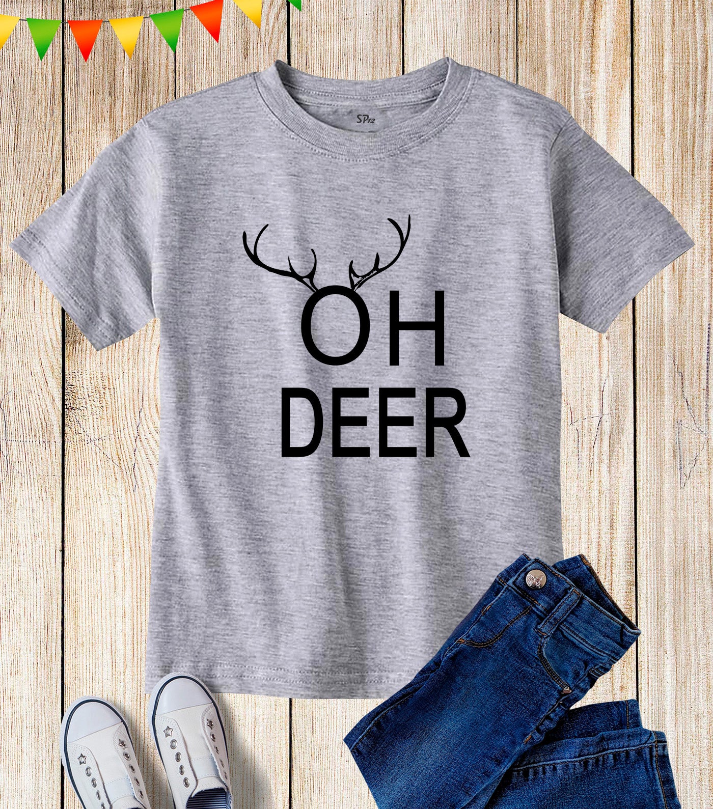 Kids Oh Deer Funny Slogan Joke Reindeer T Shirt