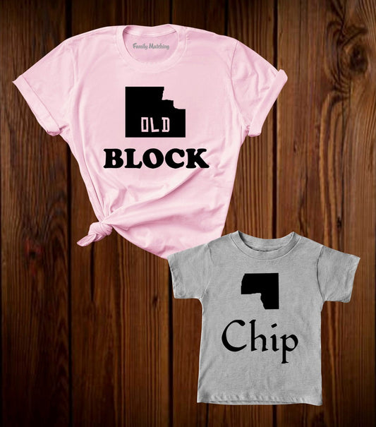 Old Block Chip Mom And Kids Matching T Shirt