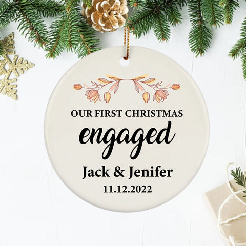 Our First Christmas As Engaged Ornaments