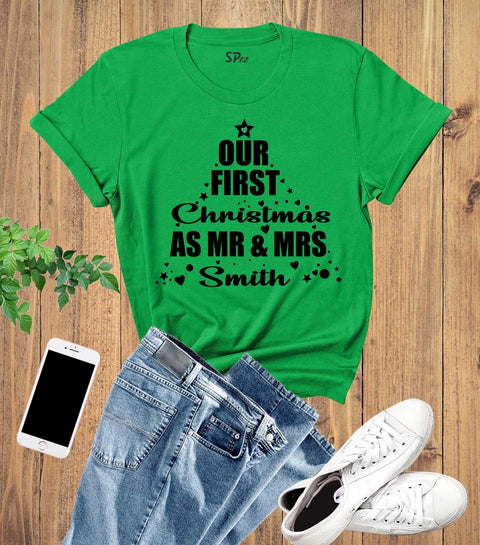 Our First Christmas As Mr And Mrs Custom T Shirt