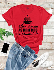 Our First Christmas As Mr And Mrs Custom T Shirt
