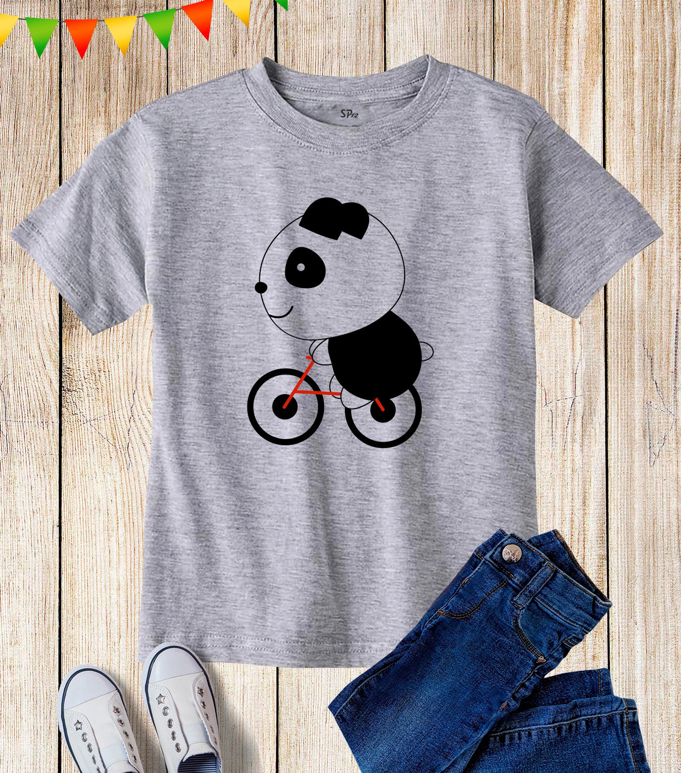 Rider Panda Graphic Kids T Shirt