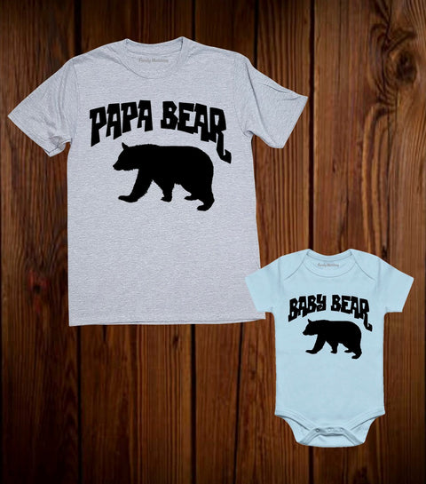 Papa Bear Baby Bear Father And Kids Matching T Shirt