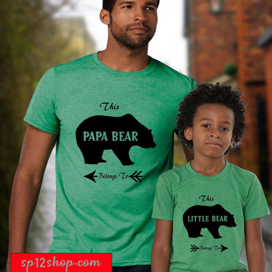 Daddy Daughter  Dad Son Matching T shirt Papa bear Belongs Little Bear