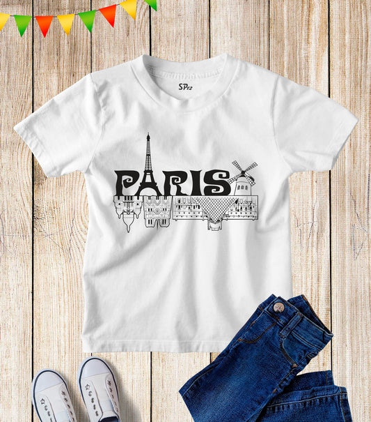 Kids Paris City of France Tourist Souvenir T Shirt