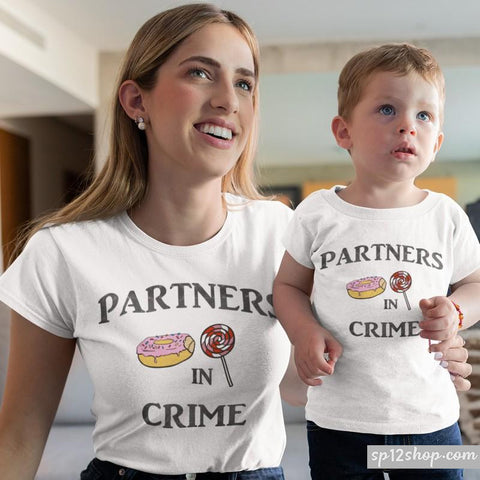 Partners In Crime Sweets Donuts Desserts Mum Son Daughter Matching T shirt
