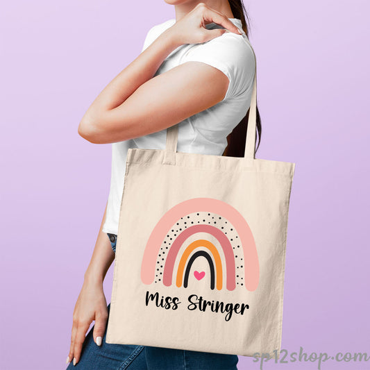 Teacher Appreciation Gifts Rainbow Custom Thank You Shopping Tote Bag