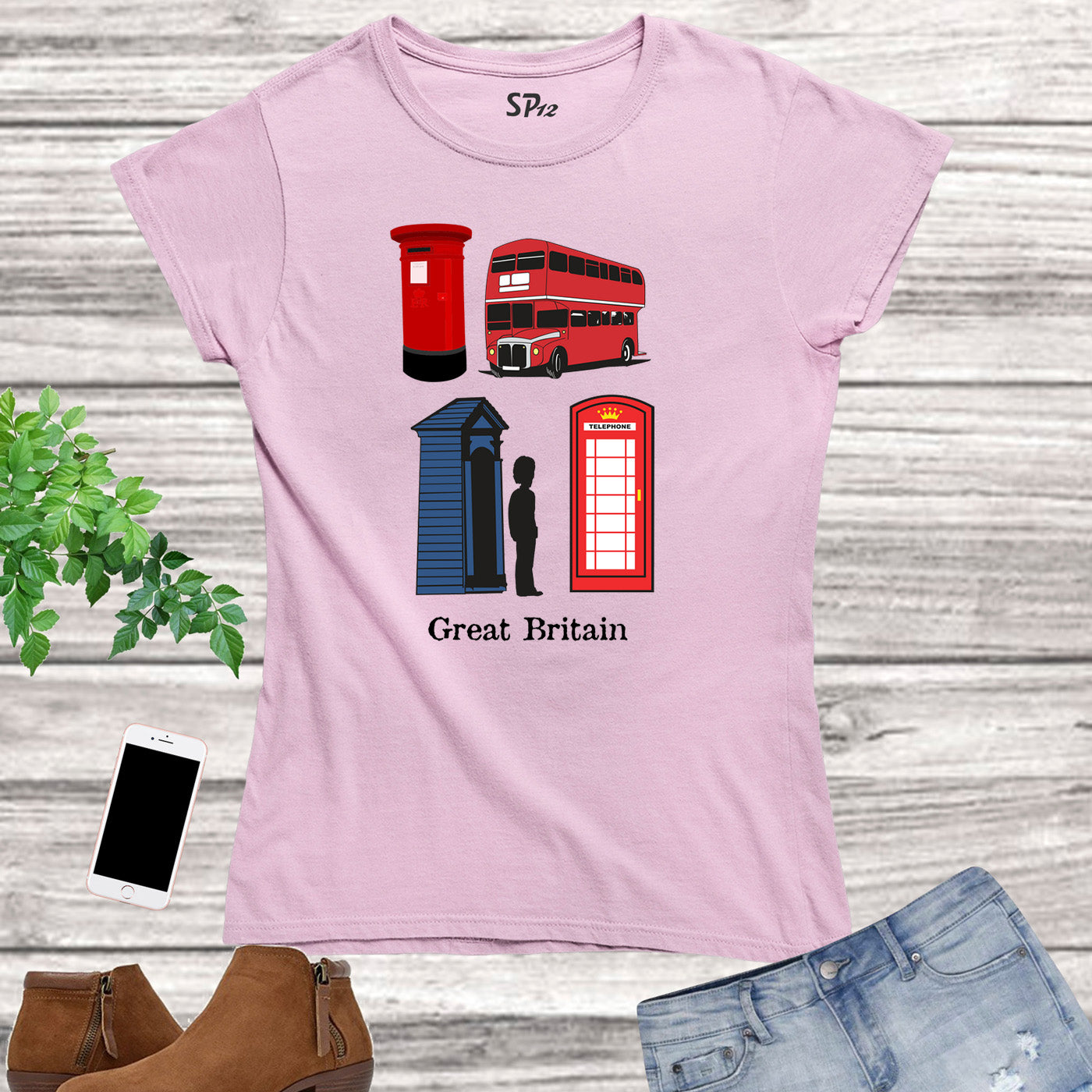 Patriot Women Great Britain T Shirt England London Bus tshirt Tee