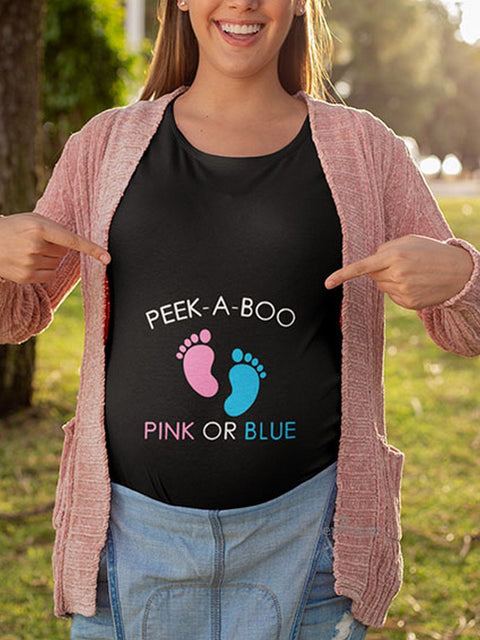 Peek A Boo Pink Or Blue Pregnancy T Shirts