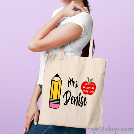 Inspirational Teacher Appreciation Custom Thank You Shopping Tote Bag