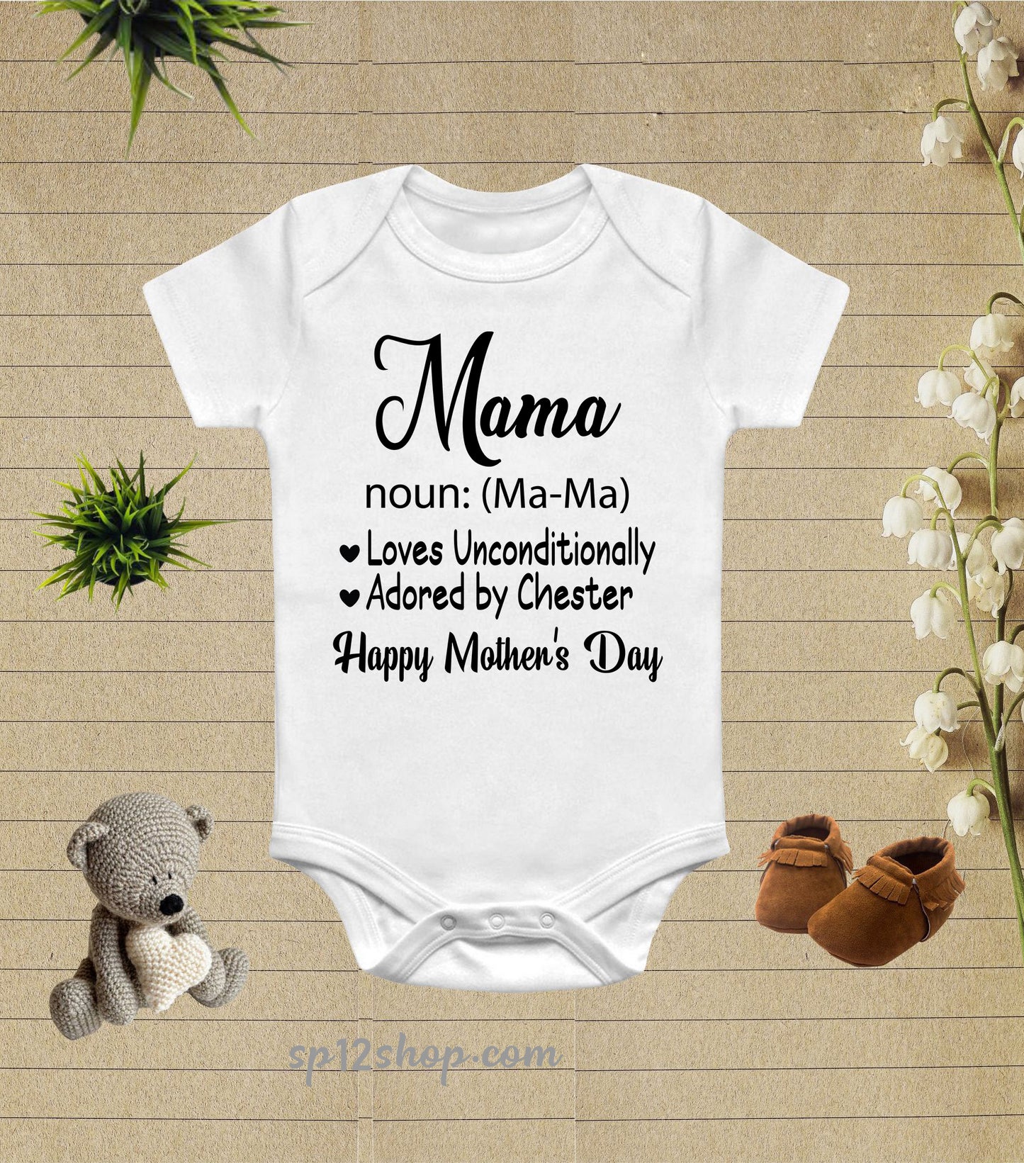 Personaliesd Happy Mother's Day Mama Baby Bodysuit